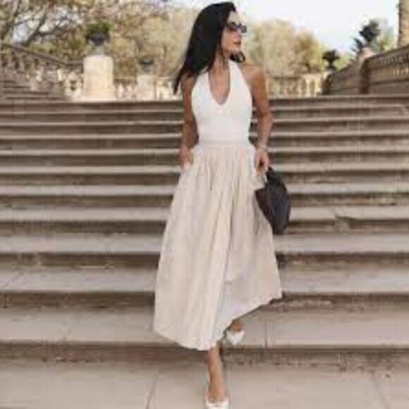 NWT Zara Textured Knit Halter Top Cream Sleeveless Size Small - Picture 2 of 13